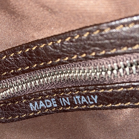 Tod’s leather and fabric purse bag - pockets and chrome hardware “T” - Picture 9 of 13